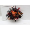 Burgundy, Black, Rust, and Gold Wedding Bouquets – Elegant Faux Bridal Bouquets