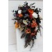 Halloween wedding bouquets in purple black rust gold colors. Bridal bouquet. Cascading bouquet. Faux bouquet. Bridesmaid bouquet. 5014