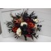 Halloween wedding bouquets in purple black rust gold colors. Bridal bouquet. Cascading bouquet. Faux bouquet. Bridesmaid bouquet. 5014