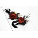 Wedding boutonniere and wrist corsage in Halloween color scheme. Flower accessories. 5014
