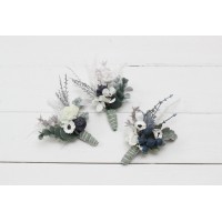  Wedding boutonnieres   in white and blue color scheme. Flower accessories. 5013-b-1