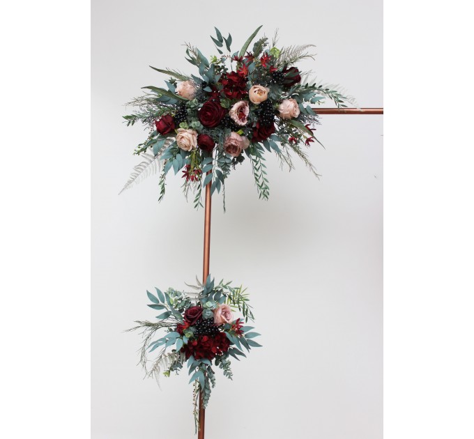 The Flower Arch Arrangement in Burgundy & Beige | Faux Floral Archway for Wedding