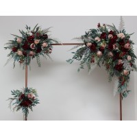  Flower arch arrangement in burgundy beige colors.  Arbor flowers. Floral archway. Faux flowers for wedding arch. 5018