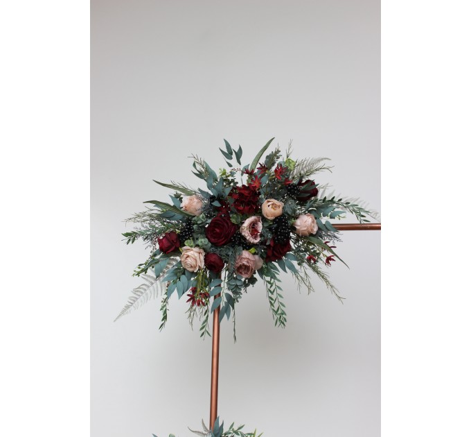 The Flower Arch Arrangement in Burgundy & Beige | Faux Floral Archway for Wedding