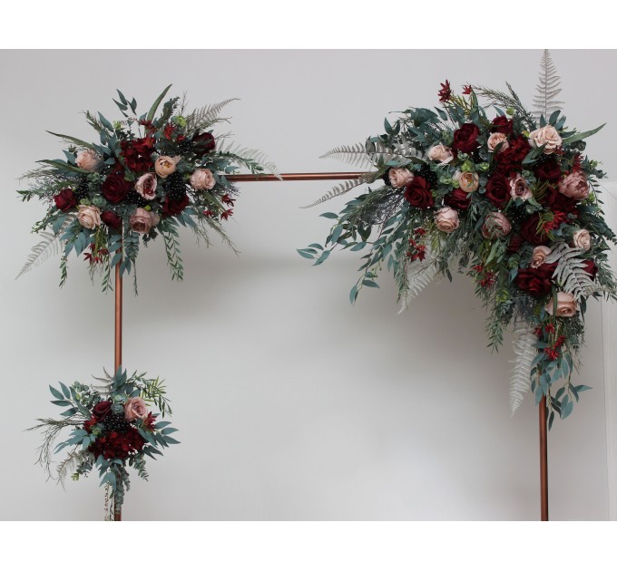 The Flower Arch Arrangement in Burgundy & Beige | Faux Floral Archway for Wedding