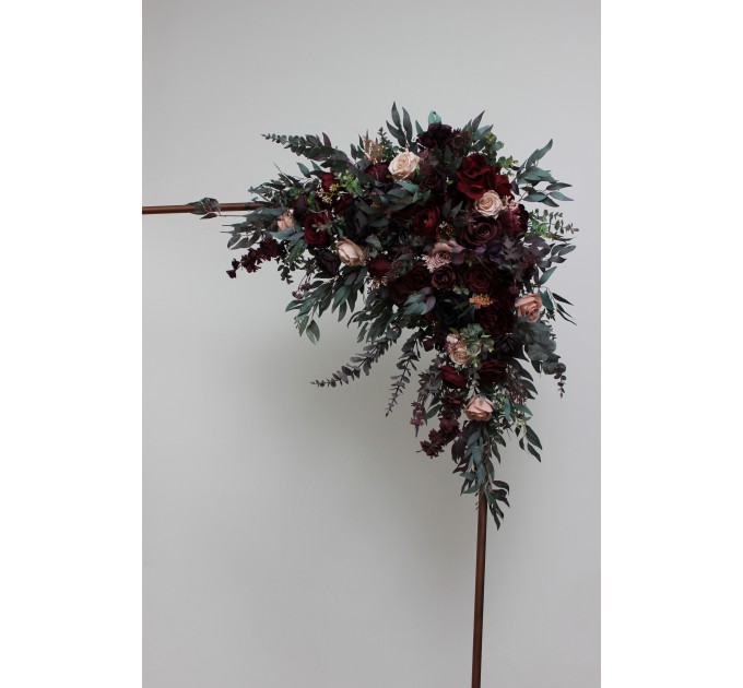  Flower arch arrangement in purple burgundy beige black colors.  Arbor flowers. Floral archway. Faux flowers for wedding arch. 5016