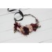 Purple burgundy beige black flower crown. Hair wreath. Flower girl crown. Wedding flowers. 5016