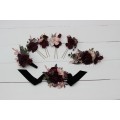 Wedding Boutonniere & Wrist Corsage in Purple, Burgundy, Beige & Black | Faux Flower Accessories
