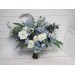 Wedding bouquet in dusty blue white colors. Bridal bouquet. Faux bouquet. Bridesmaid bouquet. 5015-1