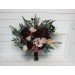 Wedding Bouquets in Deep Burgundy & Beige | Faux Bridal & Bridesmaid Bouquets