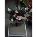 Wedding Bouquets in Deep Burgundy & Beige | Faux Bridal & Bridesmaid Bouquets