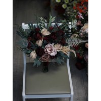 Wedding bouquets in deep burgundy beige colors. Bridal bouquet. Faux bouquet. Bridesmaid bouquet. 5018
