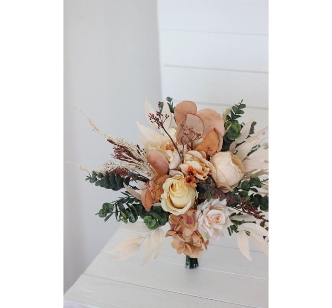 Wedding Bouquets in Orange, Rust & Peach | Faux Bridal & Bridesmaid Bouquets