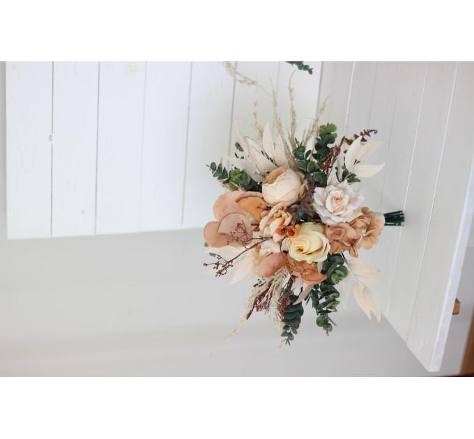 Wedding Bouquets in Orange, Rust & Peach | Faux Bridal & Bridesmaid Bouquets