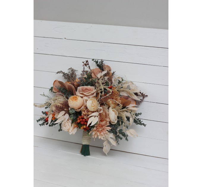 Wedding Bouquets in Orange, Rust & Peach | Faux Bridal & Bridesmaid Bouquets