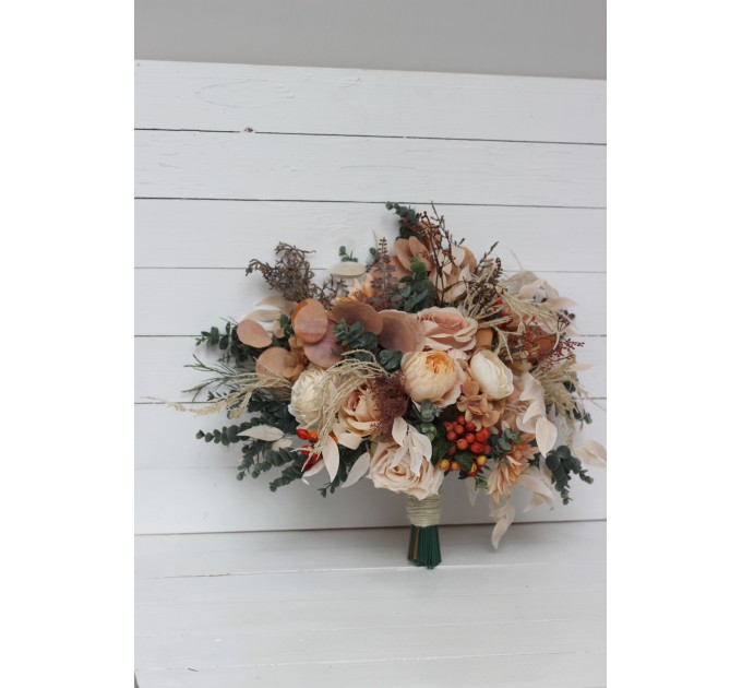 Wedding Bouquets in Orange, Rust & Peach | Faux Bridal & Bridesmaid Bouquets