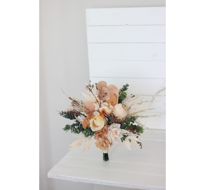 Wedding Bouquets in Orange, Rust & Peach | Faux Bridal & Bridesmaid Bouquets