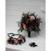 Wedding bouquets in purple burgundy beige black  colors. Bridal bouquet. Cascading bouquet. Faux bouquet. Bridesmaid bouquet. 5016
