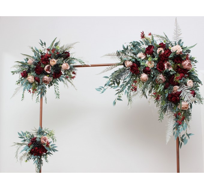 The Flower Arch Arrangement in Burgundy & Beige | Faux Floral Archway for Wedding