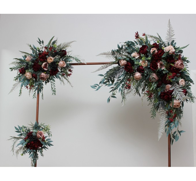 The Flower Arch Arrangement in Burgundy & Beige | Faux Floral Archway for Wedding
