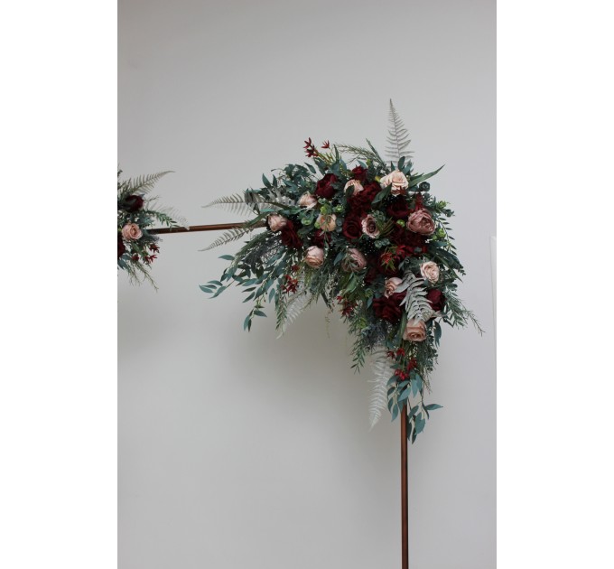 The Flower Arch Arrangement in Burgundy & Beige | Faux Floral Archway for Wedding