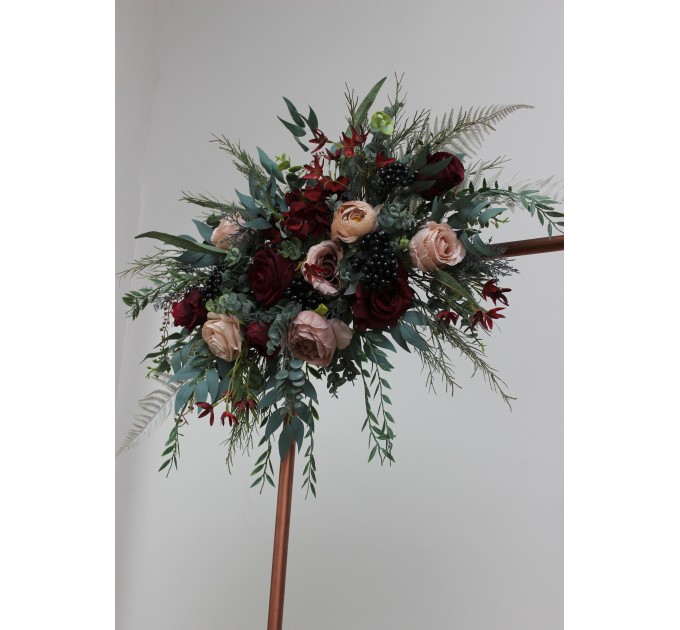 The Flower Arch Arrangement in Burgundy & Beige | Faux Floral Archway for Wedding