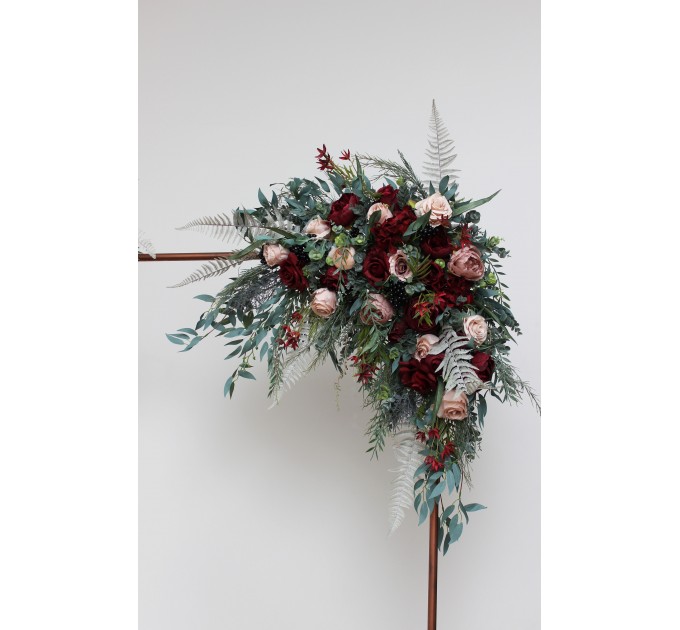 The Flower Arch Arrangement in Burgundy & Beige | Faux Floral Archway for Wedding