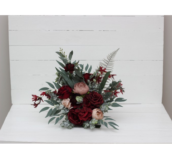  Flower arch arrangement in burgundy beige colors.  Arbor flowers. Floral archway. Faux flowers for wedding arch. 5018