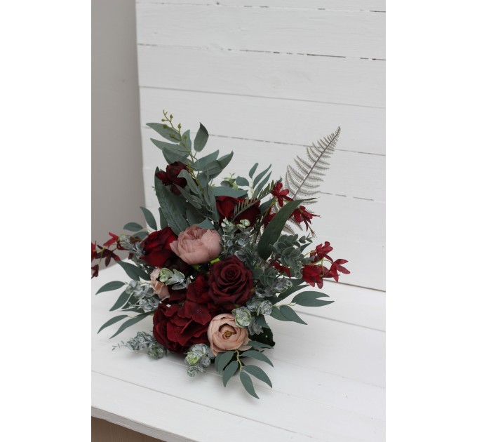  Flower arch arrangement in burgundy beige colors.  Arbor flowers. Floral archway. Faux flowers for wedding arch. 5018