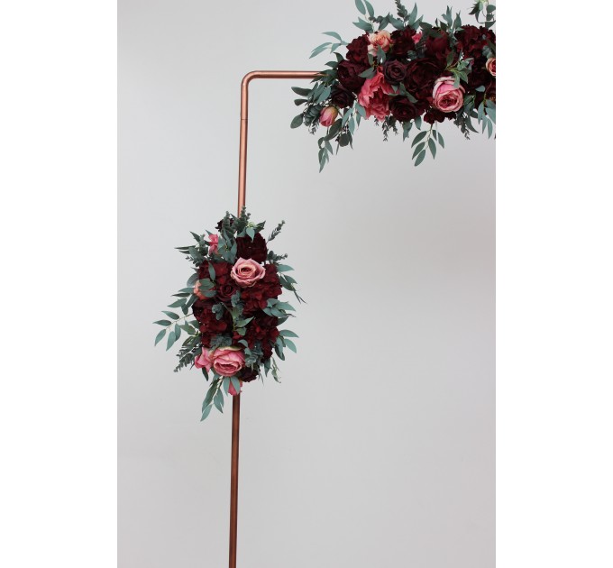 Flower Arch Arrangement in Burgundy, Black & Pink | Faux Floral Archway for Wedding