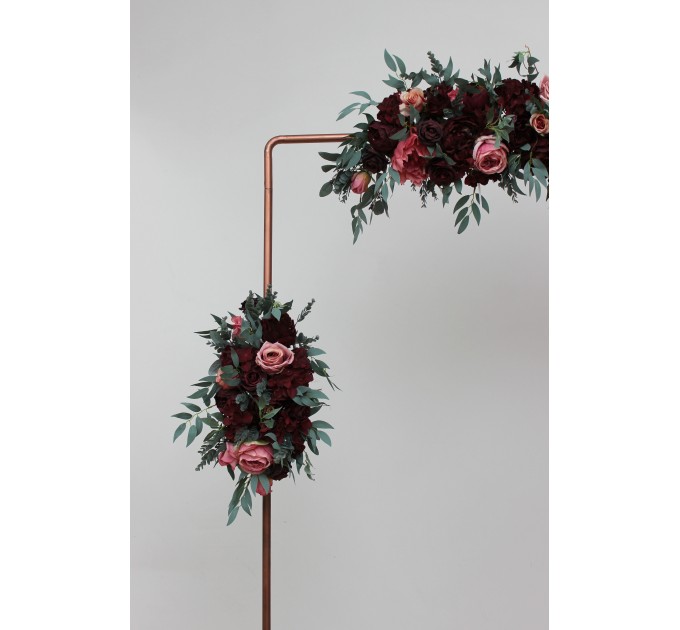 Flower Arch Arrangement in Burgundy, Black & Pink | Faux Floral Archway for Wedding