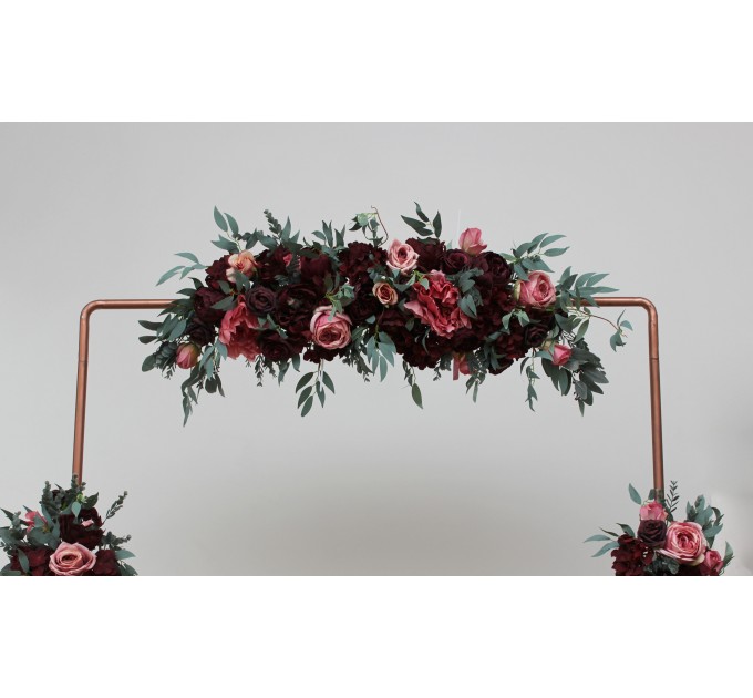 Flower Arch Arrangement in Burgundy, Black & Pink | Faux Floral Archway for Wedding