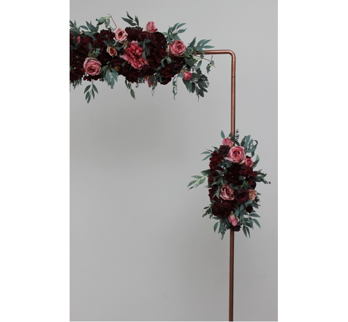 Flower Arch Arrangement in Burgundy, Black & Pink | Faux Floral Archway for Wedding