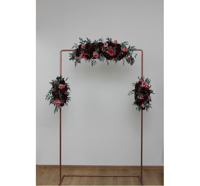 Flower Arch Arrangement in Burgundy, Black & Pink | Faux Floral Archway for Wedding
