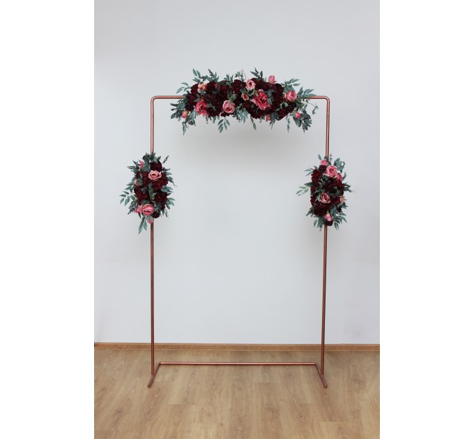 Flower Arch Arrangement in Burgundy, Black & Pink | Faux Floral Archway for Wedding