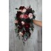 Burgundy, and Pink Wedding Bouquets – Cascading Faux Bridal Designs