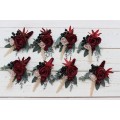 Wedding Boutonnieres & Wrist Corsage in Burgundy & Beige | Faux Flower Accessories