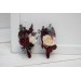 Wedding Boutonnières & Wrist Corsage in Burgundy, Black & Pink | Faux Flower Accessories