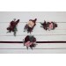 Wedding Boutonnières & Wrist Corsage in Burgundy, Black & Pink | Faux Flower Accessories