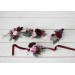  Wedding boutonnieres and wrist corsage  in burgundy dusty pink color scheme. Flower accessories. 5019