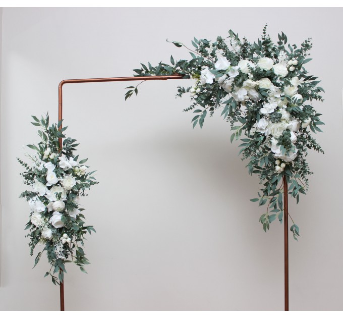  Flower arch arrangement in white colors.  Arbor flowers. Floral archway. Faux flowers for wedding arch. 5021