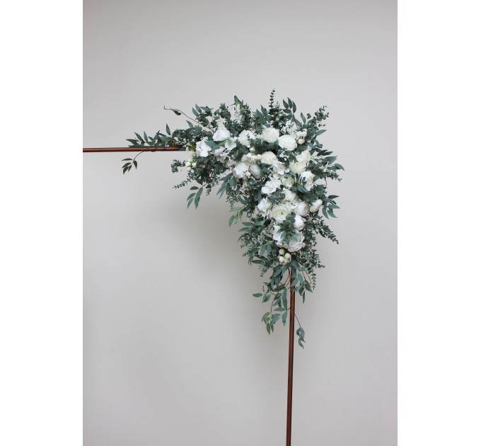  Flower arch arrangement in white colors.  Arbor flowers. Floral archway. Faux flowers for wedding arch. 5021