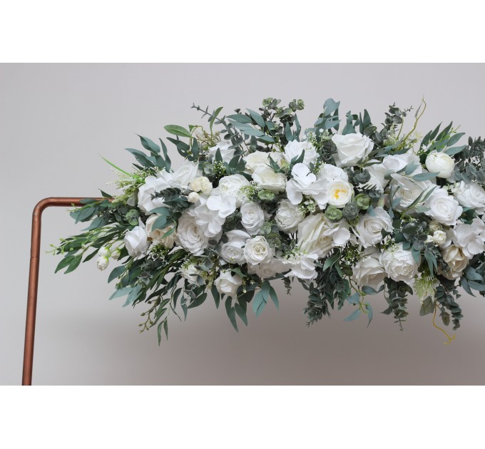  Flower arch arrangement in white colors.  Arbor flowers. Floral archway. Faux flowers for wedding arch. 5021