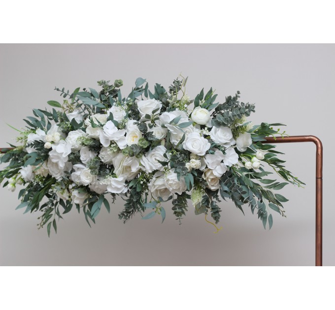  Flower arch arrangement in white colors.  Arbor flowers. Floral archway. Faux flowers for wedding arch. 5021