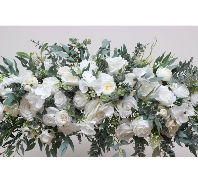  Flower arch arrangement in white colors.  Arbor flowers. Floral archway. Faux flowers for wedding arch. 5021