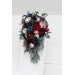 Wedding bouquets in burgundy navy blue blush pink colors. Bridal bouquet. Cascading bouquet. Faux bouquet. Bridesmaid bouquet. 5022-1