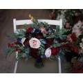 Wedding bouquets in burgundy navy blue blush pink colors. Bridal bouquet. Cascading bouquet. Faux bouquet. Bridesmaid bouquet. 5022