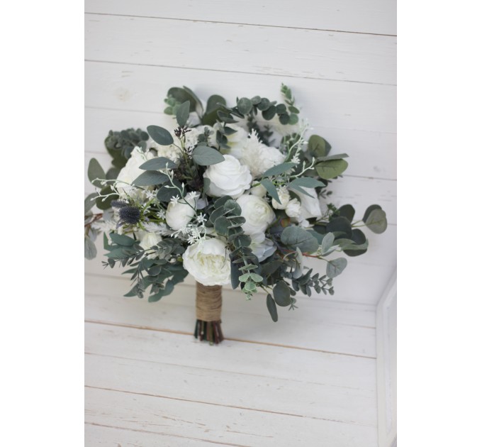 Wedding bouquets in white colors. Bridal bouquet. Cascading bouquet. Faux bouquet. Bridesmaid bouquet. 5021