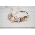 Blush pink flower crown. Hair wreath. Flower girl crown. Wedding flowers. 5027