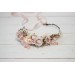 Blush Pink Floral Crown – Elegant Faux Hair Wreath for Bridesmaids and Flower Girls